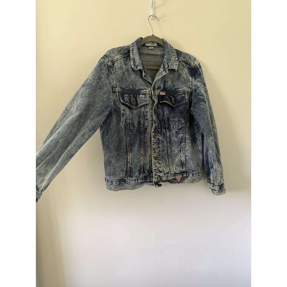 Vintage 80s GUESS By Georges Marciano Acid Wash Jean Jacket Medium Denim - Picture 7 of 12